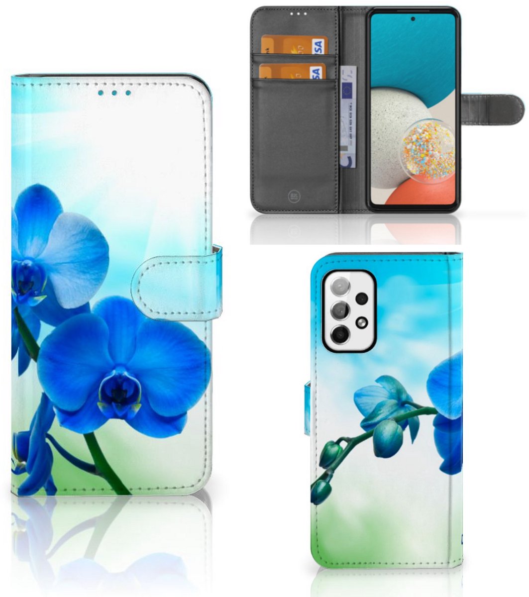 Samsung Galaxy A73 5G Hoesje Orchidee Blauw - Cadeau voor je Moeder