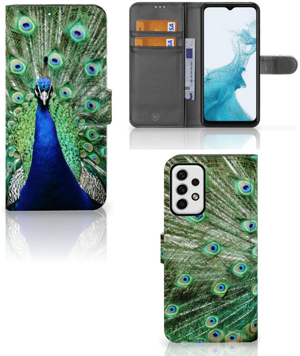 Samsung Galaxy A23 Telefoonhoesje met Pasjes Pauw