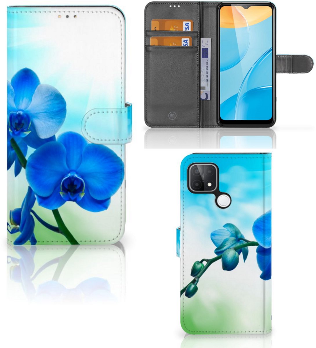 OPPO A15 Hoesje Orchidee Blauw - Cadeau voor je Moeder