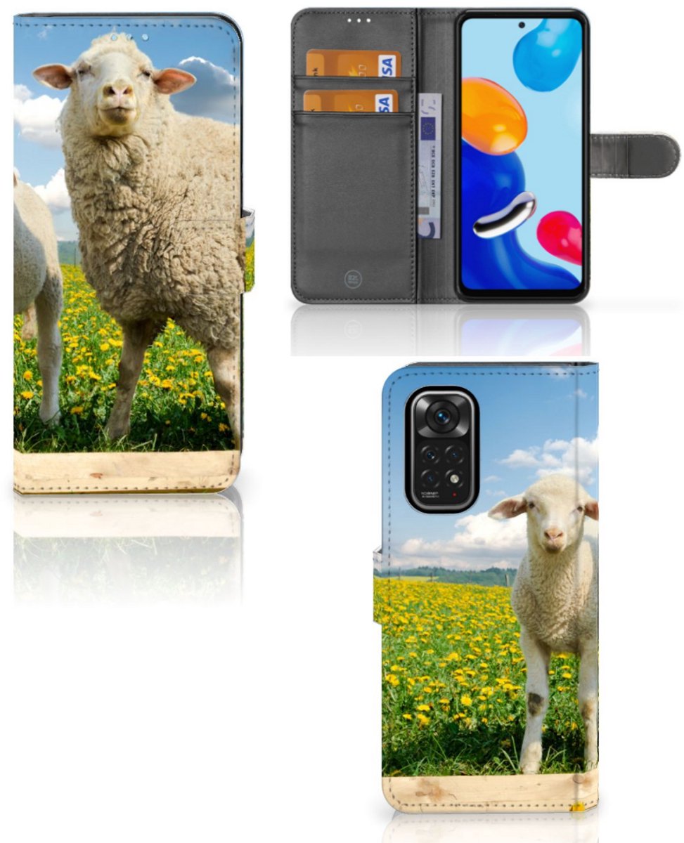 Xiaomi Redmi Note 11/11S Telefoonhoesje met Pasjes Schaap en Lammetje