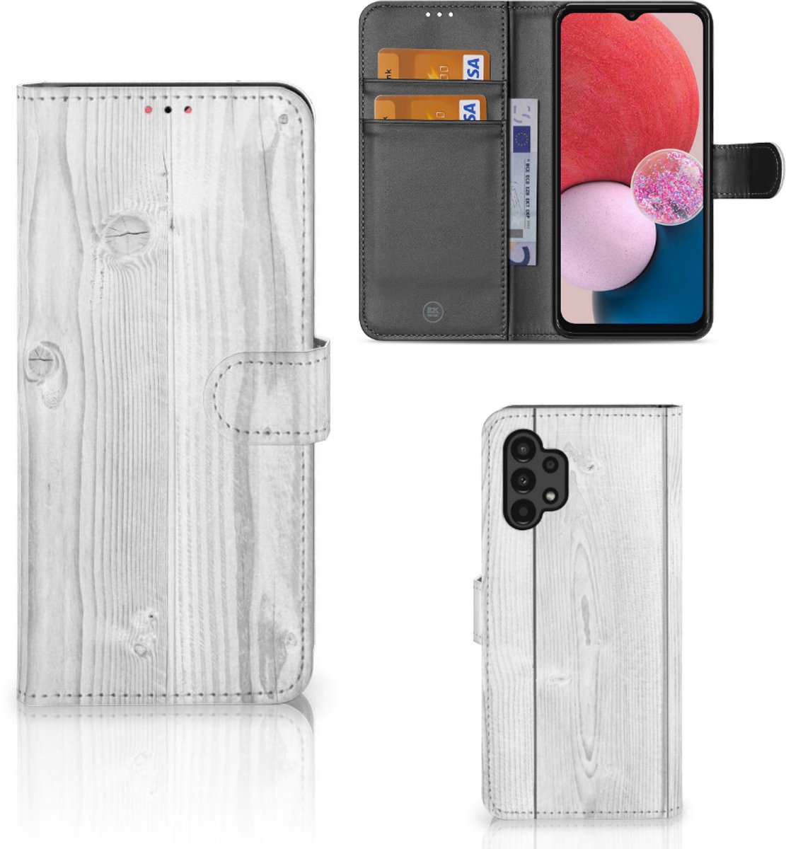 Samsung Galaxy A13 (4G) Book Style Case White Wood