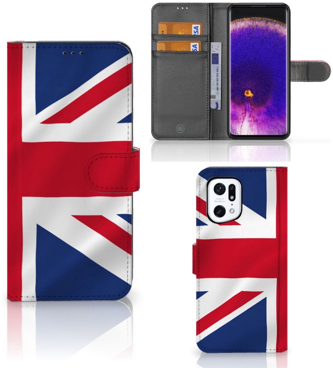 OPPO Find X5 Pro Bookstyle Case Groot-Brittannië