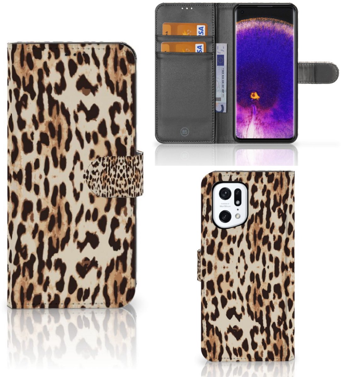 OPPO Find X5 Pro Telefoonhoesje met Pasjes Leopard