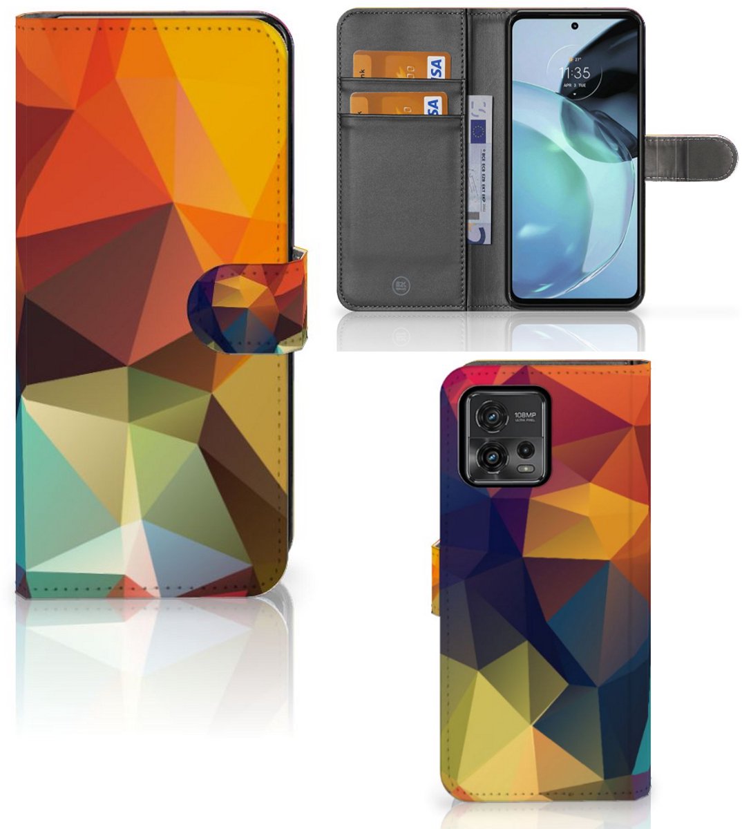 Motorola Moto G72 Book Case Polygon Color