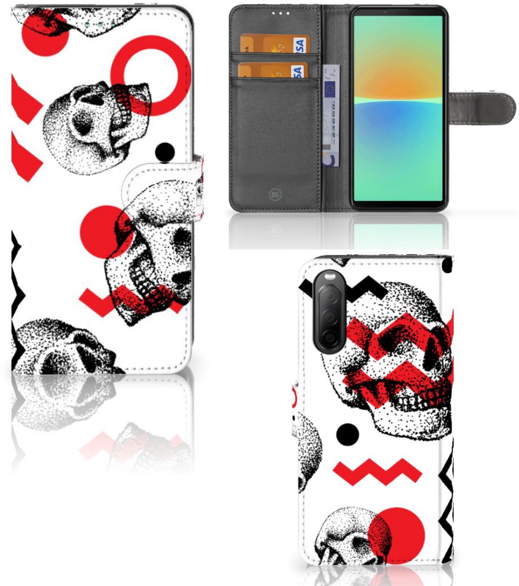 Telefoonhoesje met Naam Sony Xperia 10 IV Skull Red