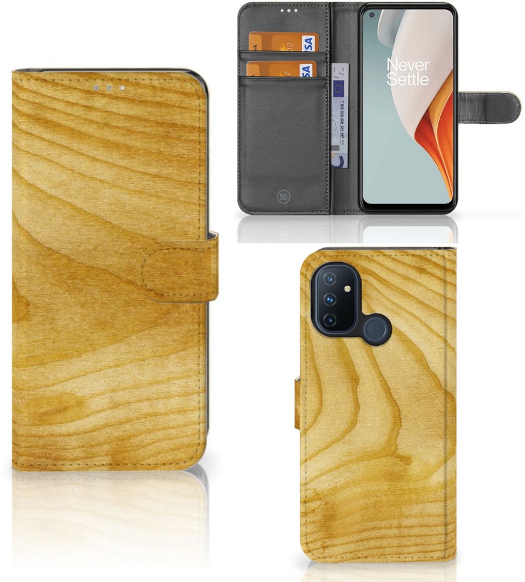 OnePlus Nord N100 Book Style Case Licht Hout