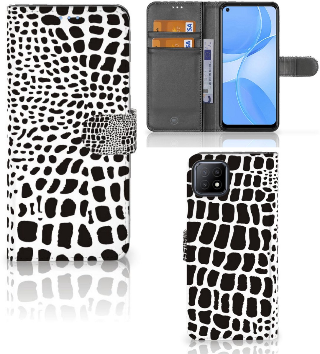 OPPO A73 5G Telefoonhoesje met Pasjes Slangenprint