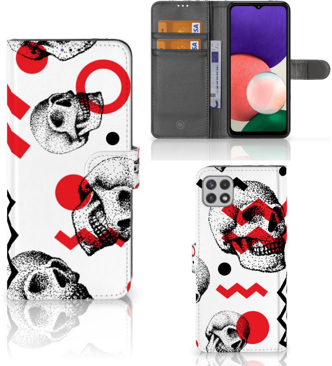 Telefoonhoesje met Naam Samsung Galaxy A22 5G Skull Red