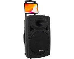 DYNASONIC - DYNAPRO 15 Plus (PakK-statief 3e generatie) professionele Bluetooth-luidspreker, krachtige Bluetooth-luidspreker met 800 W, 2 karaoke-microfoons, tablethouder en statief