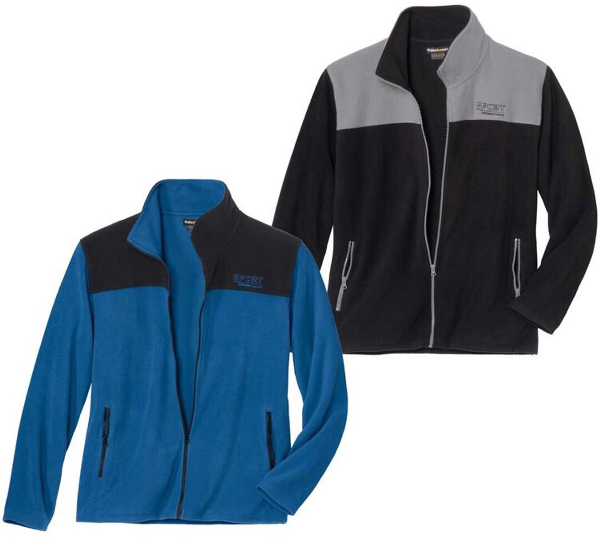 ATLAS FOR MEN - Set van 2 tweekleurige fleecetruien - Heren - Verkrijgbaar in grote maten - XXL