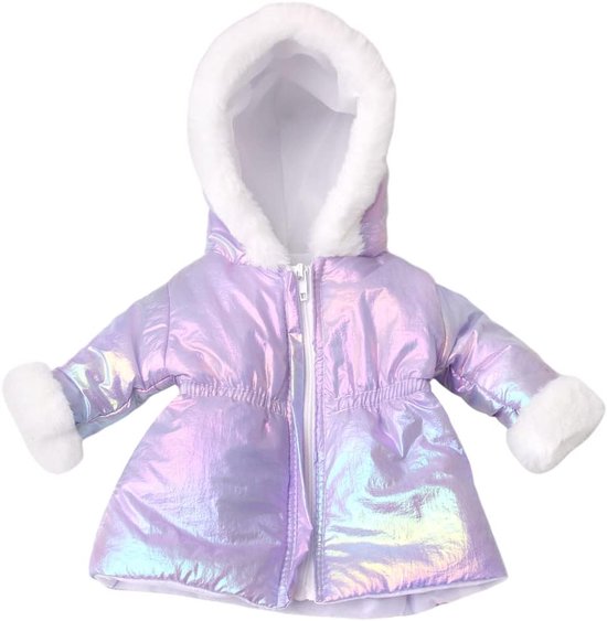 Poppenkleding Winterjas - Poppenjas Lange Jas - Poppen Aankleden - Speciaal Ontworpen - 18 inch - Paars — afbeelding 2