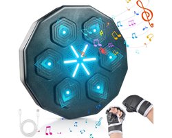 Forhome Muziekboksmachine, led, muziek, boksmachine met bokshandschoenen, 9 snelheidsmodi en telmodus, ondersteunt bluetooth, oversized, professionele wandmontage, boksdoel voor binnen en gym