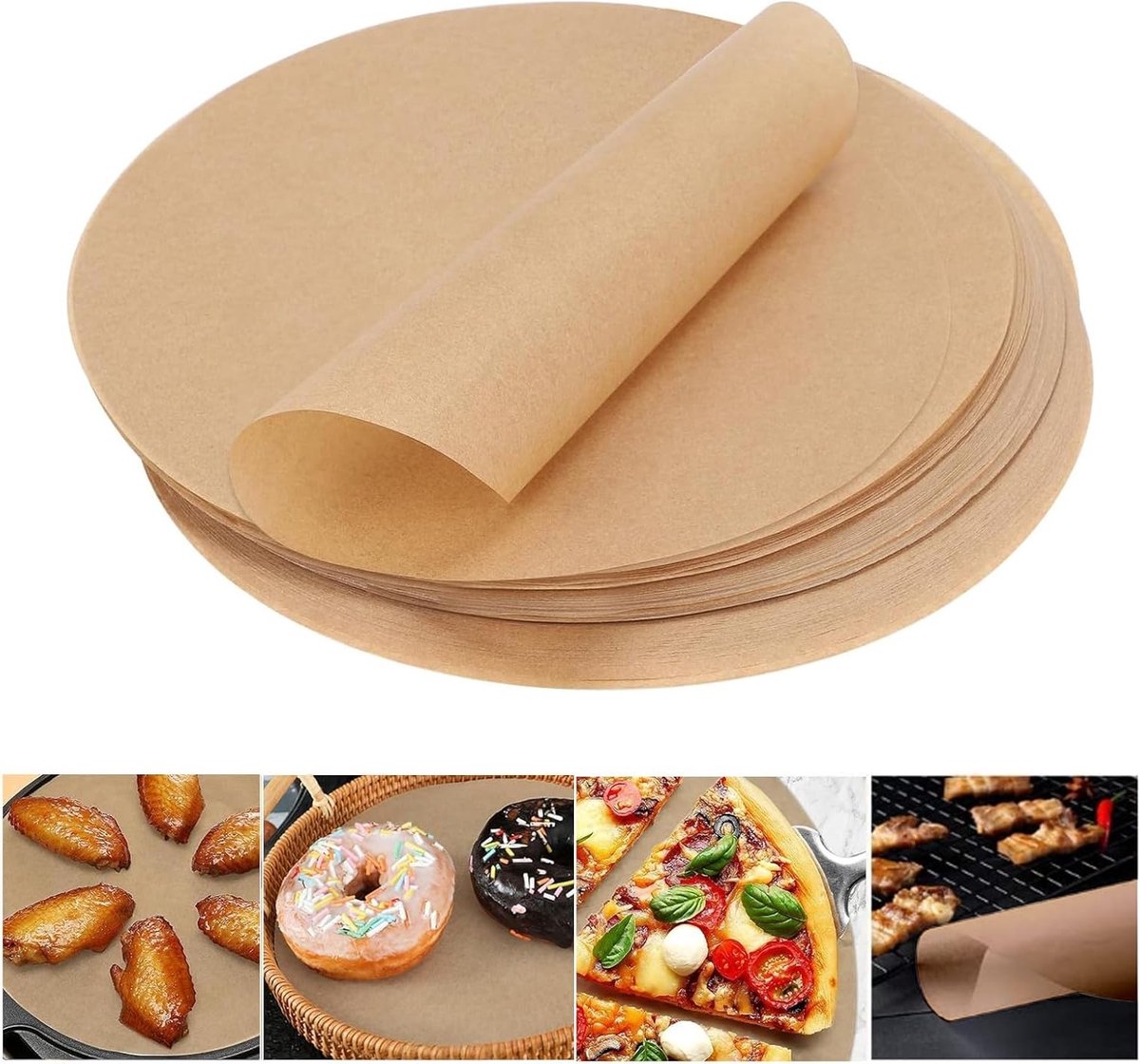 Ronde bakpapier van 30 cm, hittebestendig en niet-klevend voor bakken, barbecueën en airfryer gerechten - 100 vellen