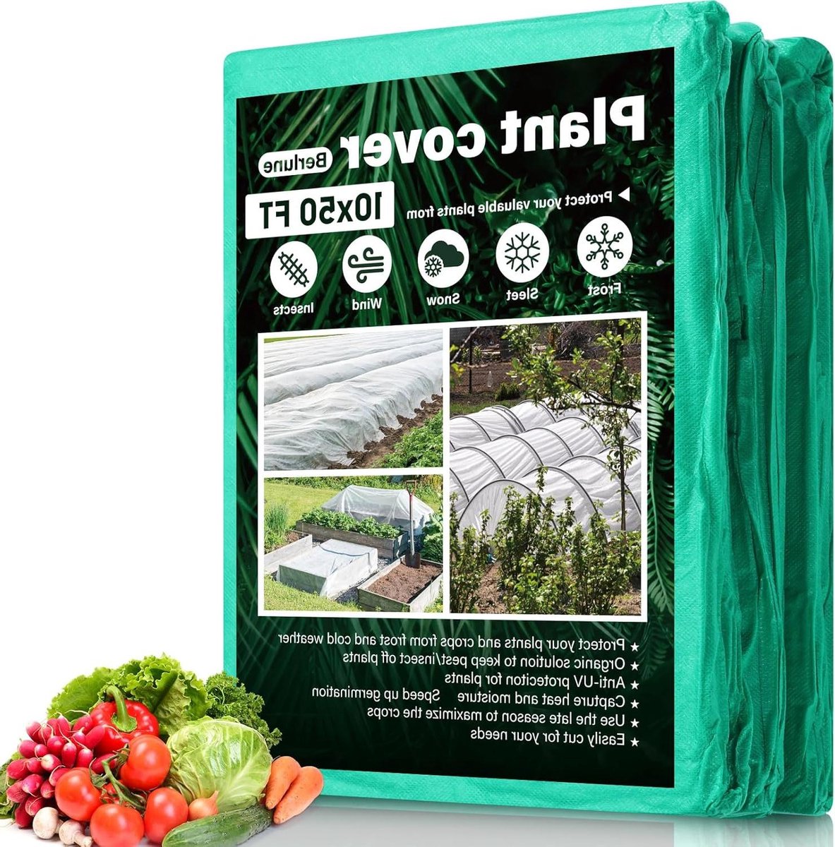 Plantenhoezen Vorstbescherming - Vorstdeken Plantenhoes - Bescherming Tuinplanten - Ademend Niet-geweven Stof - 3 x 15 meter - Groen