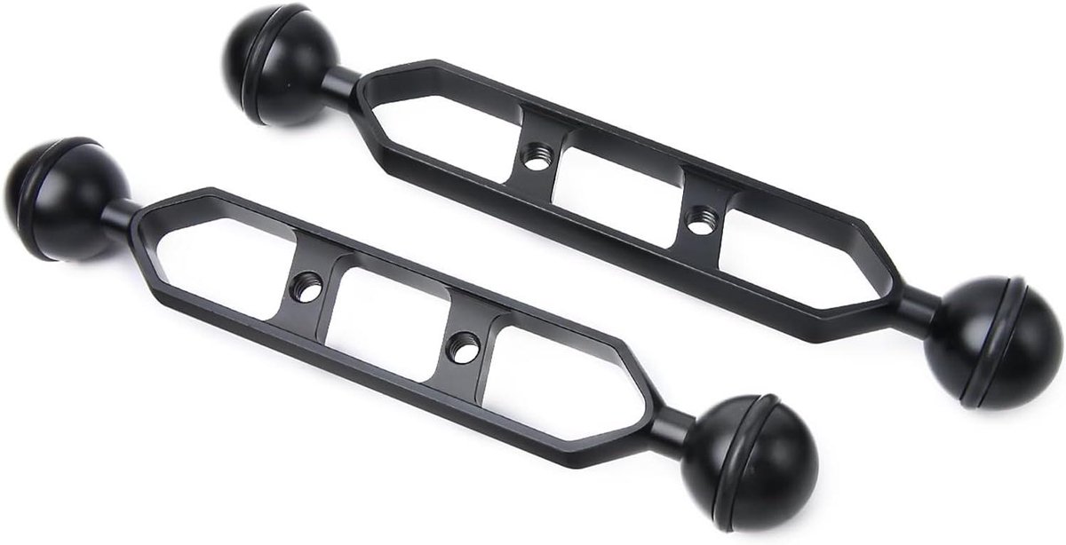 Dubbele Bal Verlengarm - Onderwaterarm Camera - Onderwaterfotografie Stabiliseren - Vliegtuigkwaliteit Aluminium - 7 inch - Zwart