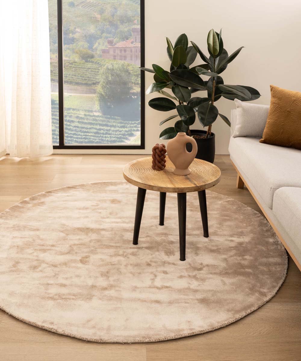 Viscose vloerkleed rond - Pearl beige 300