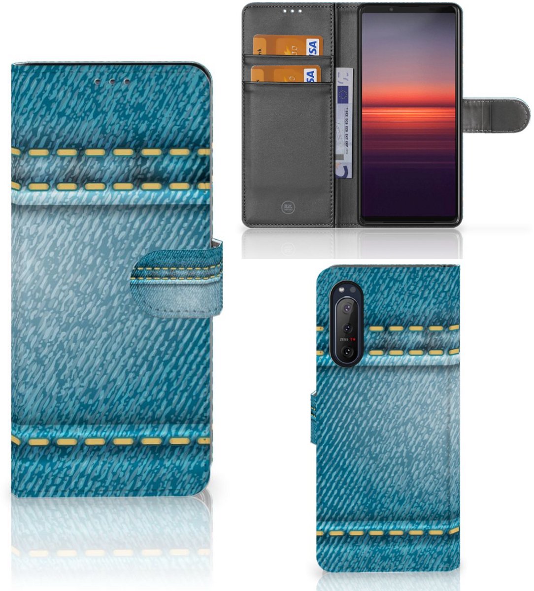 Sony Xperia 5II Wallet Case met Pasjes Jeans