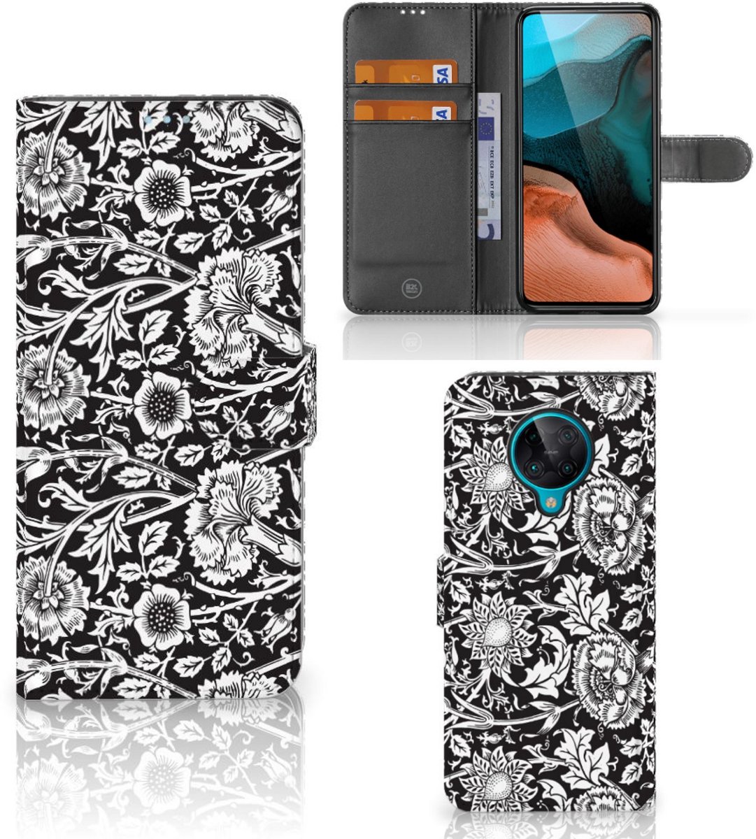 Xiaomi Poco F2 Pro Hoesje Black Flowers