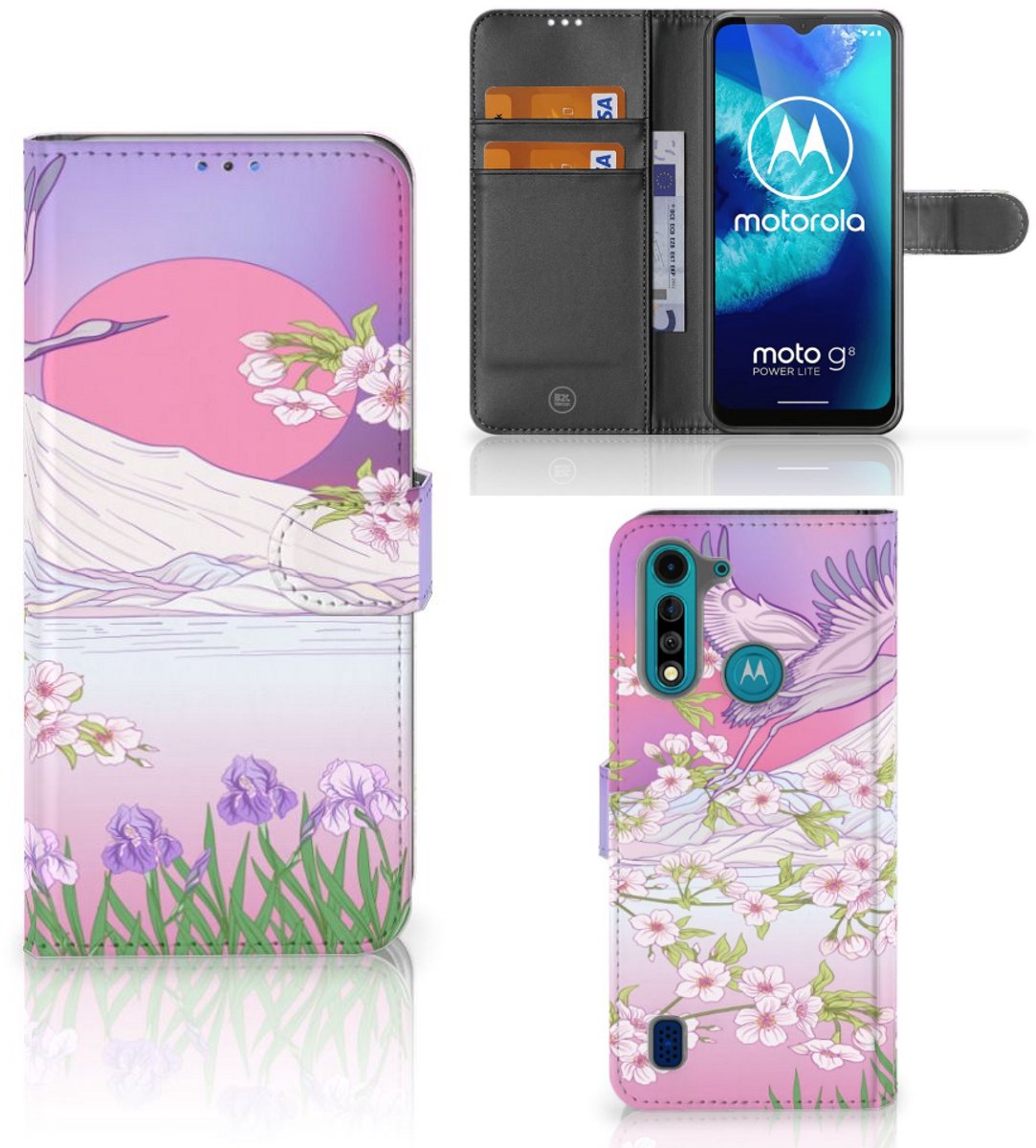 Motorola G8 Power Lite Telefoonhoesje met Pasjes Bird Flying