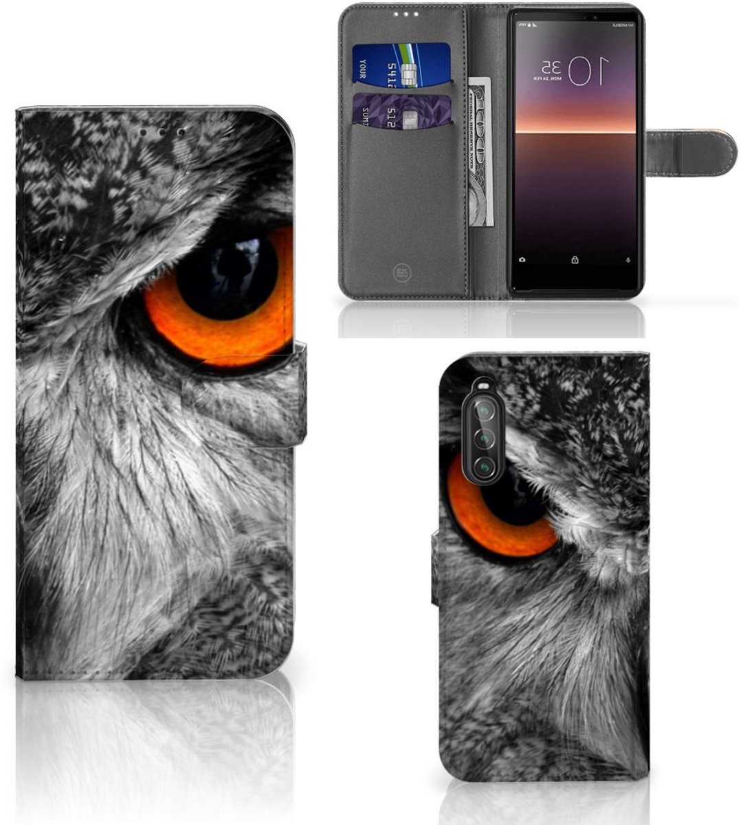 Sony Xperia 10 II Telefoonhoesje met Pasjes Uil