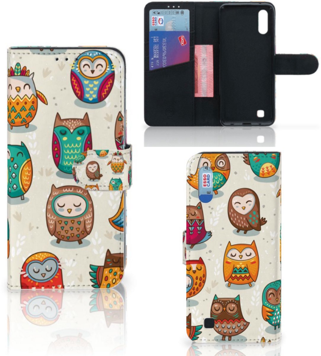 Samsung Galaxy M10 Telefoonhoesje met Pasjes Vrolijke Uilen