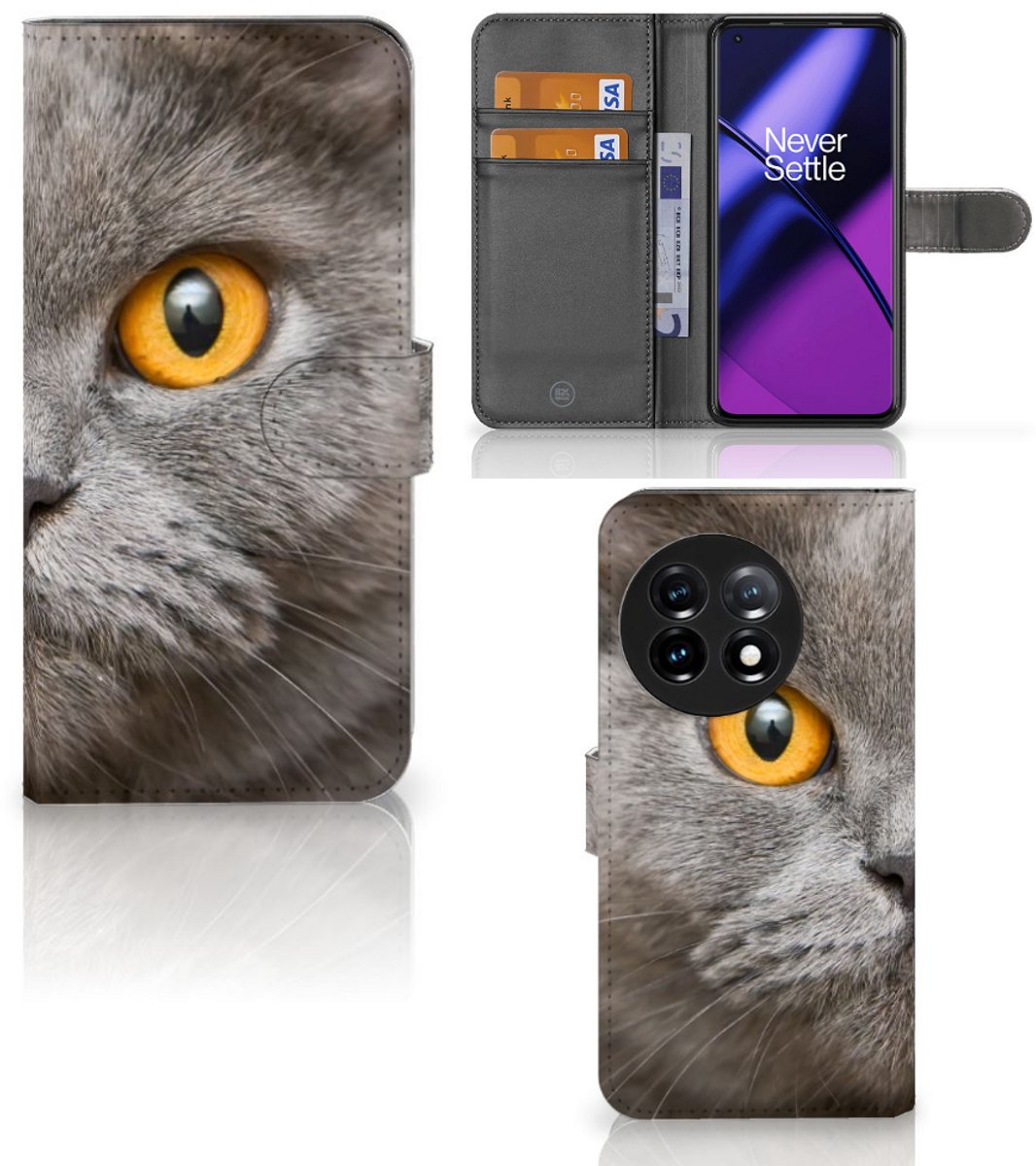 Telefoonhoesje met Pasjes OnePlus 11 Britse Korthaar