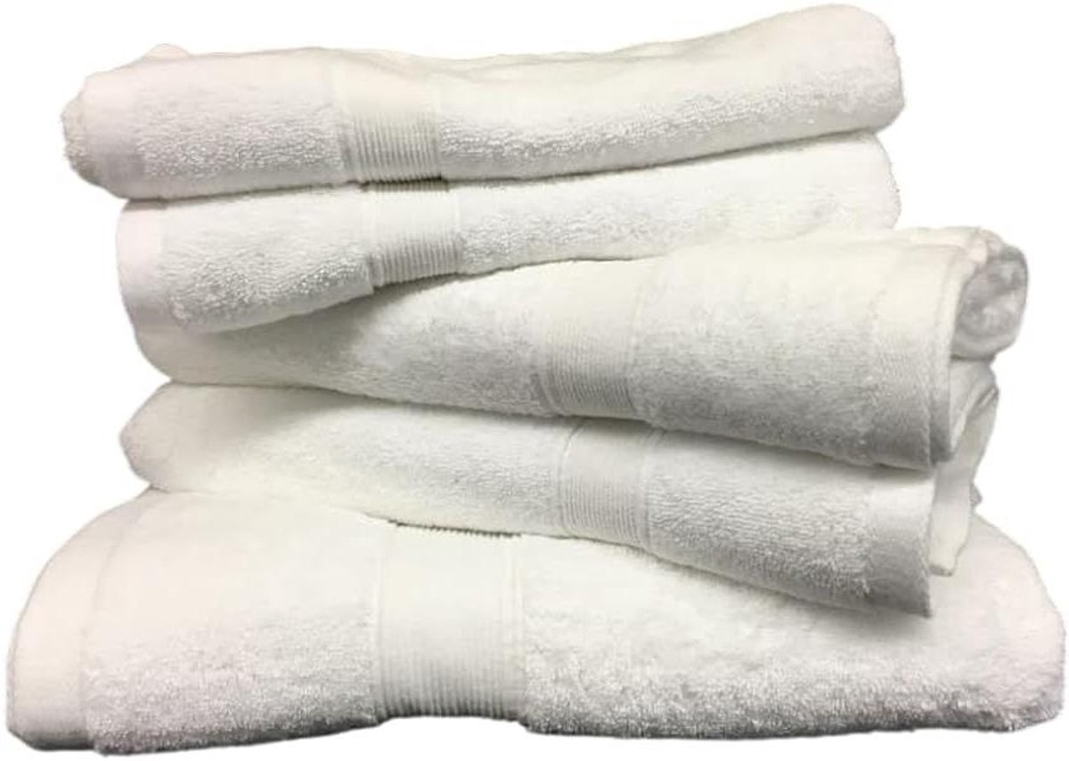 Handdoeken Set - Badstof Handdoeken - Douchen en Baden - Hoge Absorptie - 5 Stuks - Wit