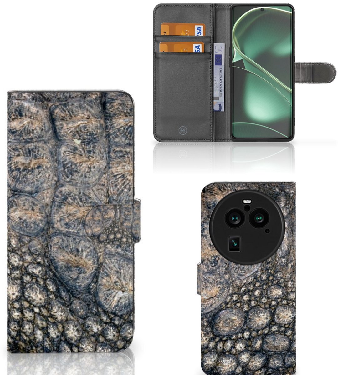 OPPO Find X6 Pro Telefoonhoesje met Pasjes Krokodillenprint