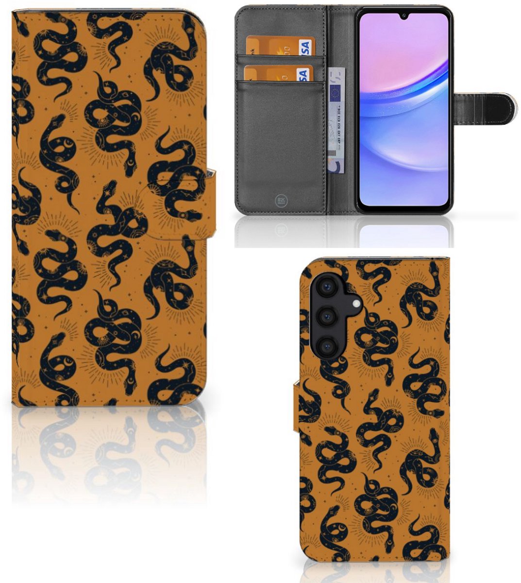 Telefoonhoesje met Pasjes voor Samsung Galaxy A15 Snakes
