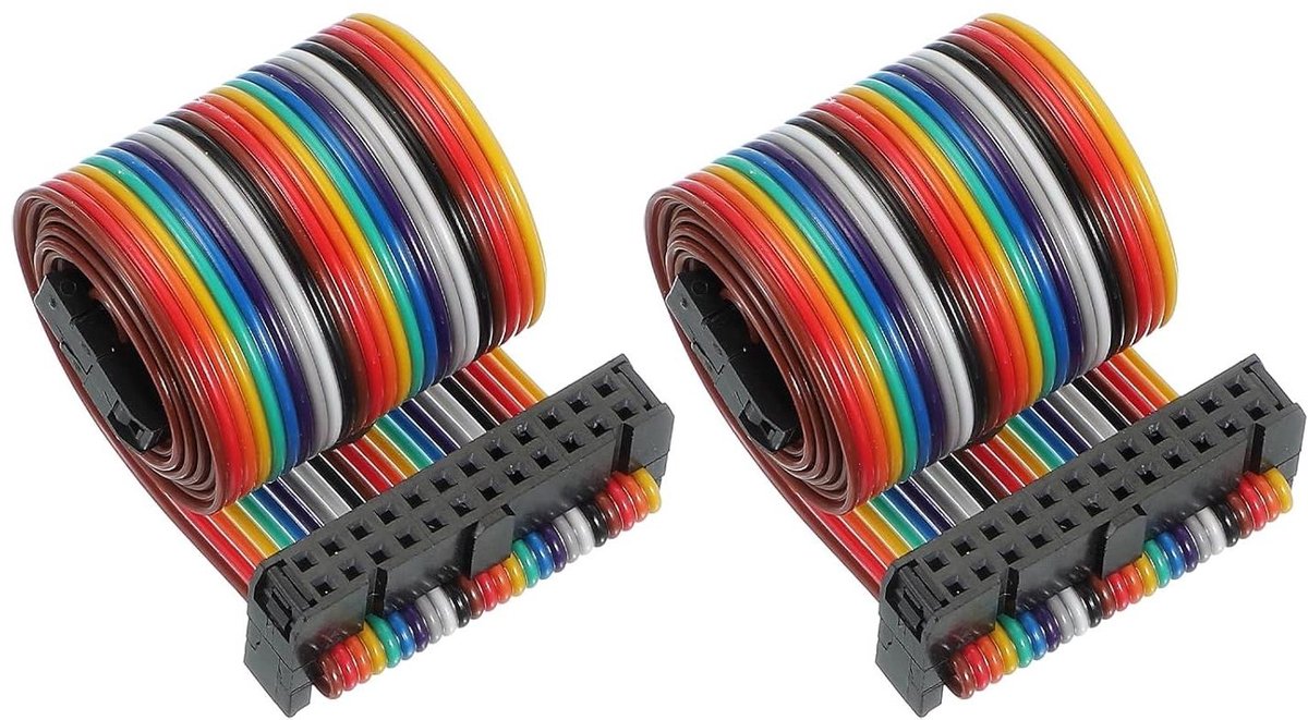 Platte kabel - Datakabel bus - Elektronica verbinden - IDC stekker - 2 stuks 500mm - Grijs