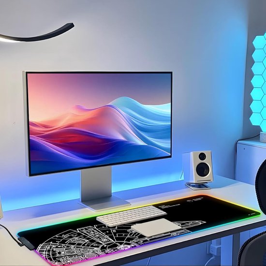 RGB Muismat - Bureaumat LED - Gaming Setup - Glad & Antislip Oppervlak - 76x30 cm - Zwart — afbeelding 5