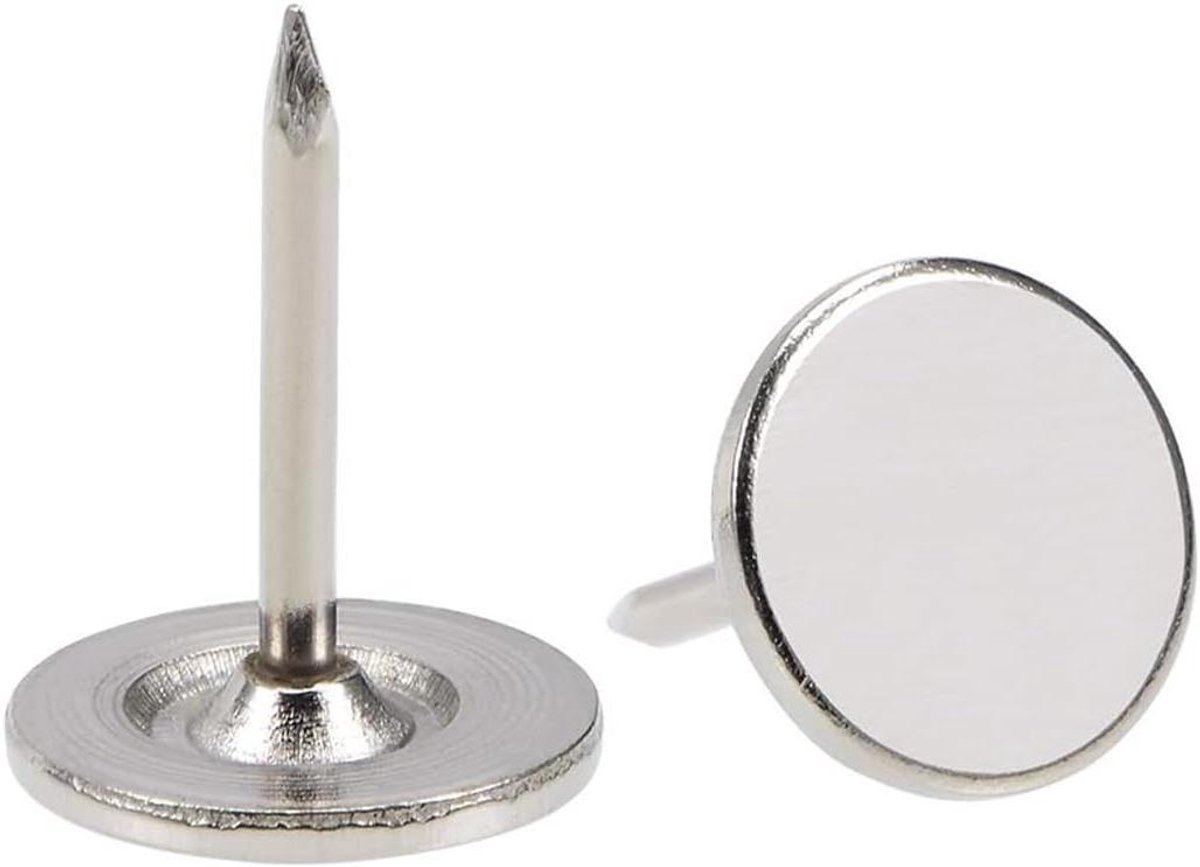Platte Kop Pushpinnen - Decoratieve Duimspijkers - Kantoorprojecten Organiseren - Heavy Duty Metaal - 11x15 mm - Zilver