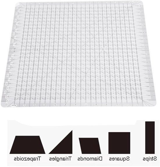 Slotted Quilt Ruler voor Precisie Snijden van Stof, Transparante Acryl Quilting Liniaal 12.5x12.5in voor Quilten en Naaien — afbeelding 5