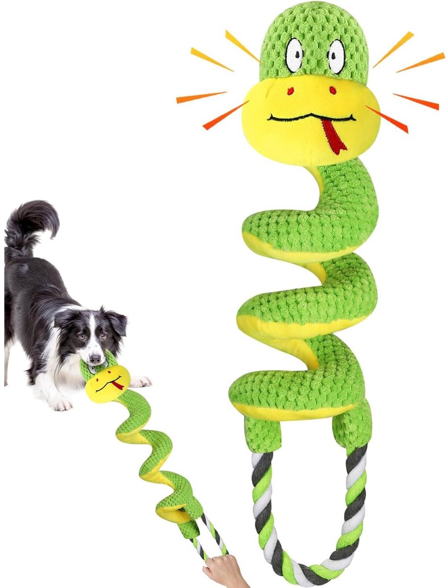 carmdering - Honden Speelgoed - Slang - Knuffel met pieper - Met touw voor touwtrekken, zacht corduroy - Verstevigde naden, duurzaam voor kleine tot grote honden - Stimuleert jachtinstinct, helpt tanden reinigen en tandvlees masseren