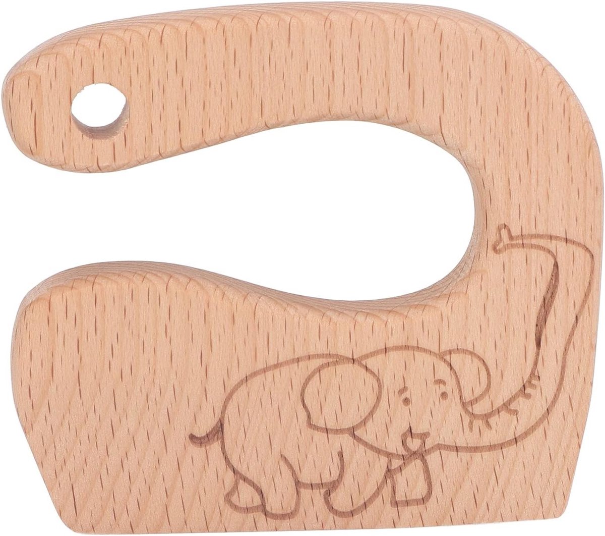 Ergonomisch houten kindermes voor peuters, milieuvriendelijk ontwerp, dierenpatroon, compact en veilig voor educatieve kookactiviteiten van 2-8 jaar