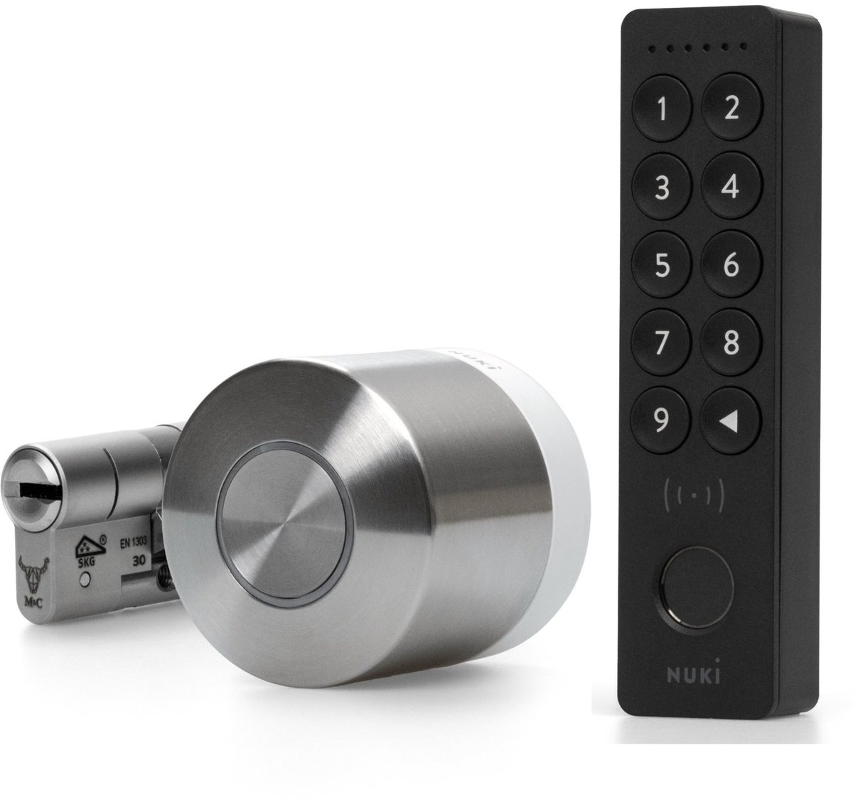 Nuki Smart Lock Ultra – Incl. Keypad 2 NFC - Slim Deurslot met & – Auto Unlock, Nachtmodus & Lock ‘n’ Go – werkt met Google, Alexa & Apple – Incl. SKG Cilinder