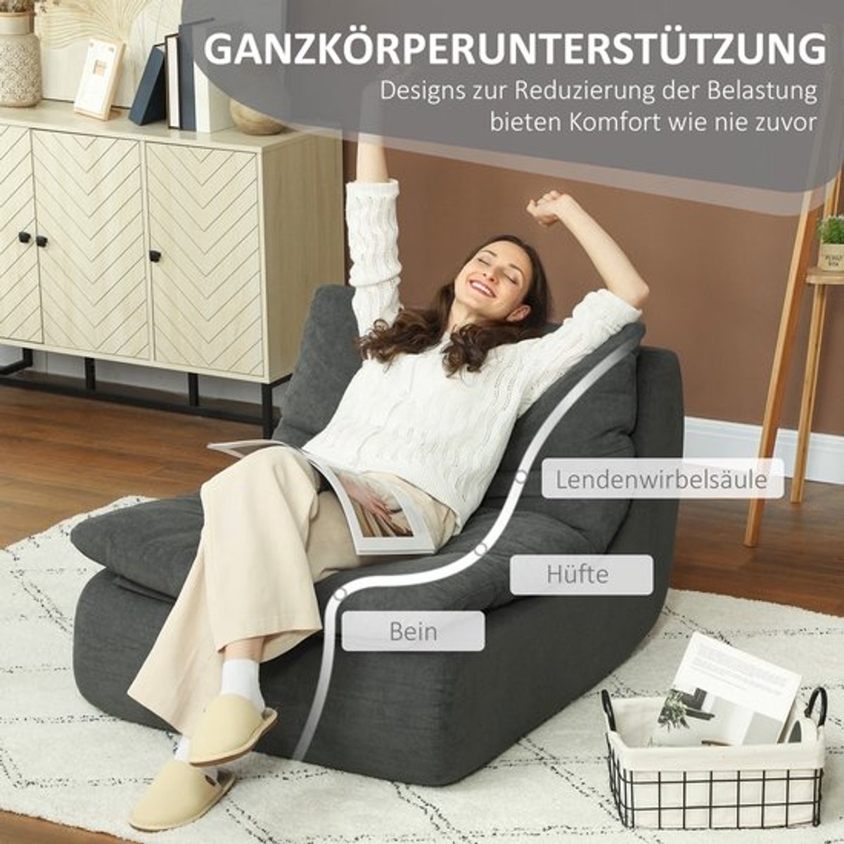 Schuim Loungestoel – Vloerstoel – Relaxzetel – Loungechair – Zitzak – Lichtgewicht & Hoogw