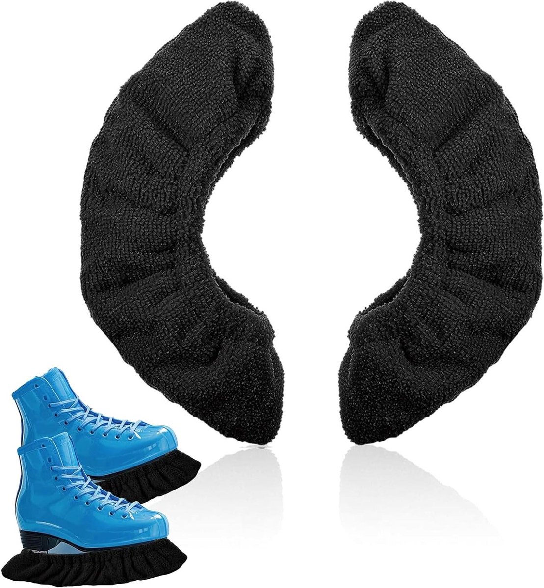 Schaatsbeschermers - Schaatsmessenhoezen - Schaatsen Beschermen - Absorberend Materiaal - Maat L - Zwart
