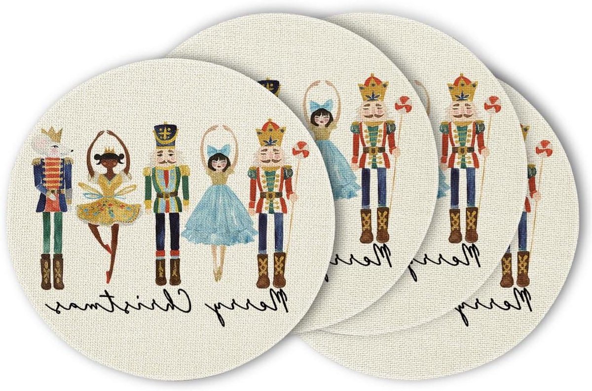 Placemats Set - Tafelmatten - Tafeldecoratie - Wasbaar Materiaal - 4 Stuks - Winterse Print