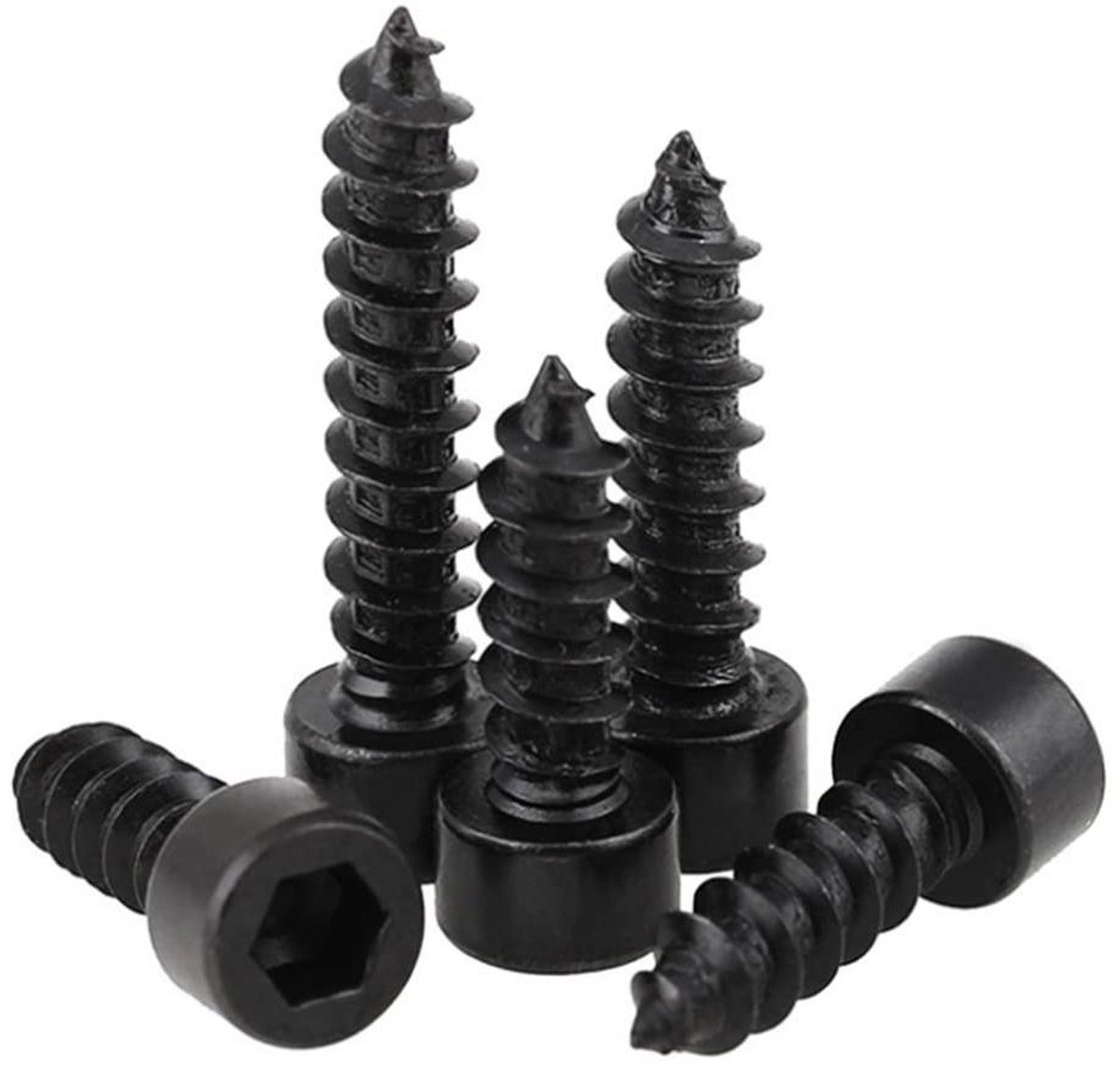 Zelftappende Schroeven - Zwarte Schroeven - Bevestigen in Hout - Koolstofstaal Kwaliteit - M5 x 25mm 30 stuks - Zwart