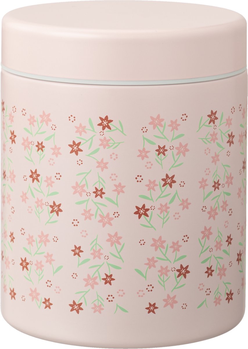 FreskThermos Lunchbox 500 ml - RVS Voedselcontainer – BPA-vrij – Lekvrije dop – Thermosbeker – Food Jar tot 6 Uur Warm – Lunchpot - Voedselpot - Roze - Garden Flowers