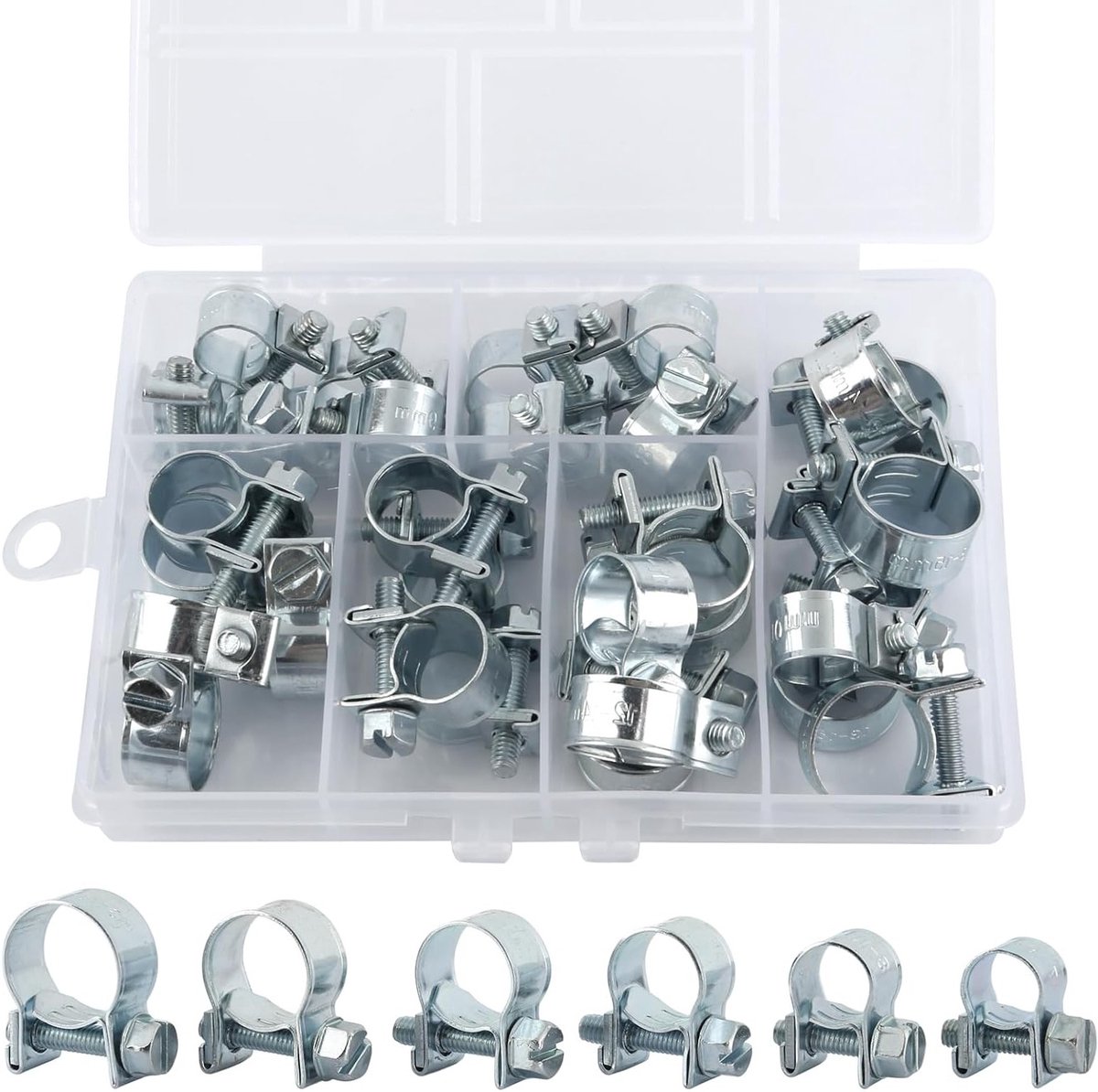 30 Stuks Mini Slangklemmen, Verstelbare Brandstofinjectie Klemmen, Sterke Slangklemmen voor Brandstofleidingen en Uitlaatpijpen (7-15mm)