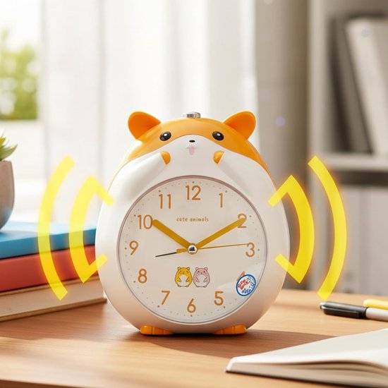 Kinderwekker Dierdesign - Slaapkamerklok Tafelklok - Ochtendroutine - Interactieve Stemherinneringen - 195 x 152 x 115 cm - Geel — afbeelding 3