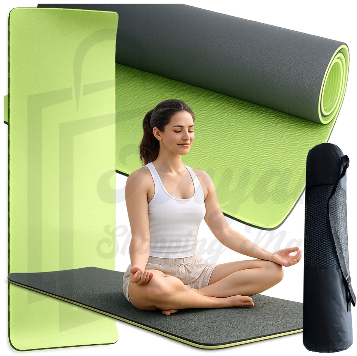 Premium Groene Yoga Mat 60×183×0,6 cm – Comfortabele Antislip Oefenmat – 84312