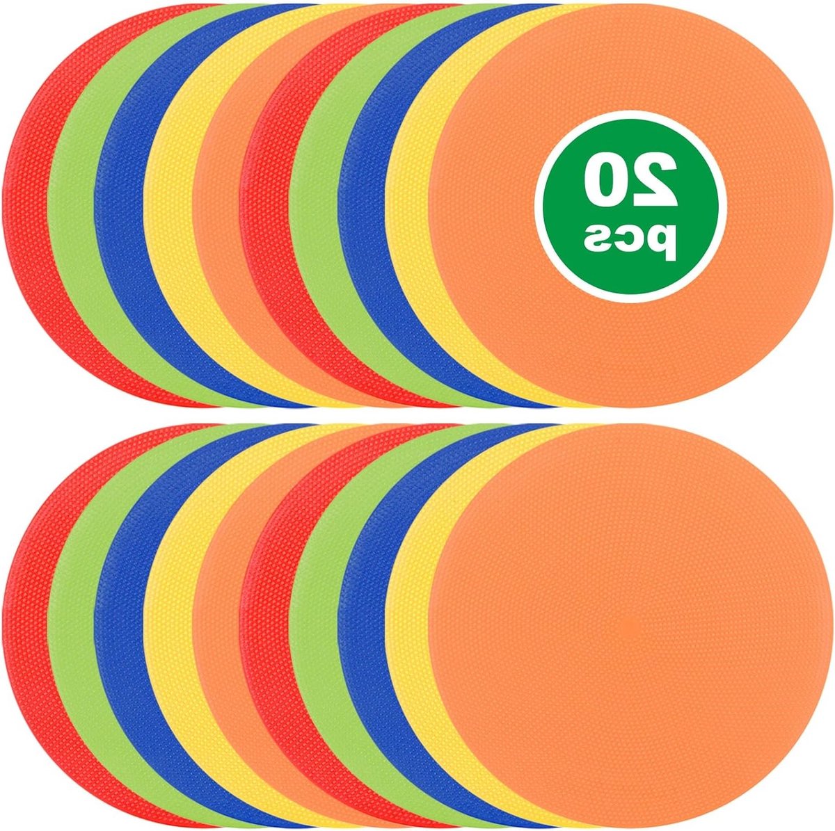 20 Stuks Kleurige Markeerdiscs 23 cm - Ronde Vloermarkers voor Sporttraining en Voetbalvelden in 5 Kleuren
