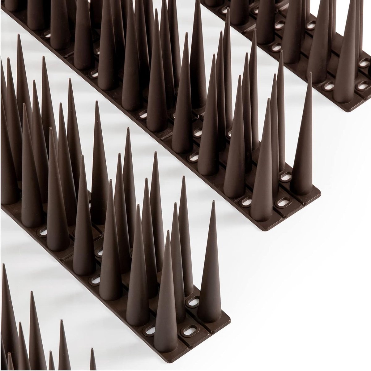 Anti-duiven spikes voor het afschrikken van vogels en dieren, 1.2m lang, 10cm hoog, bruine fence spikes