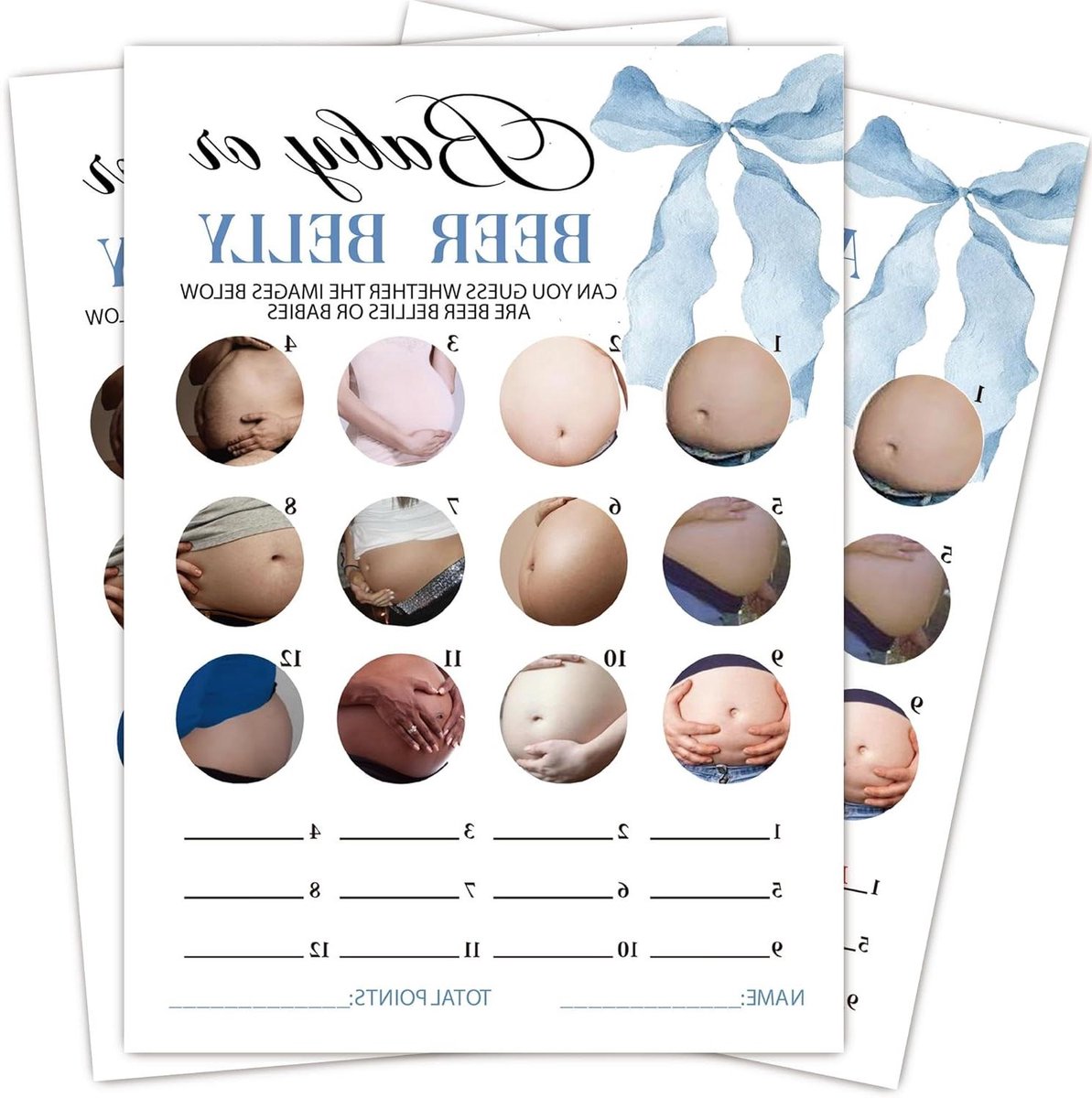 Babyshower Spelkaarten - Feest Spelletjes Baby - Feest Versieren - Geslachtsneutraal Ontwerp - 25 Stuks - Blauw