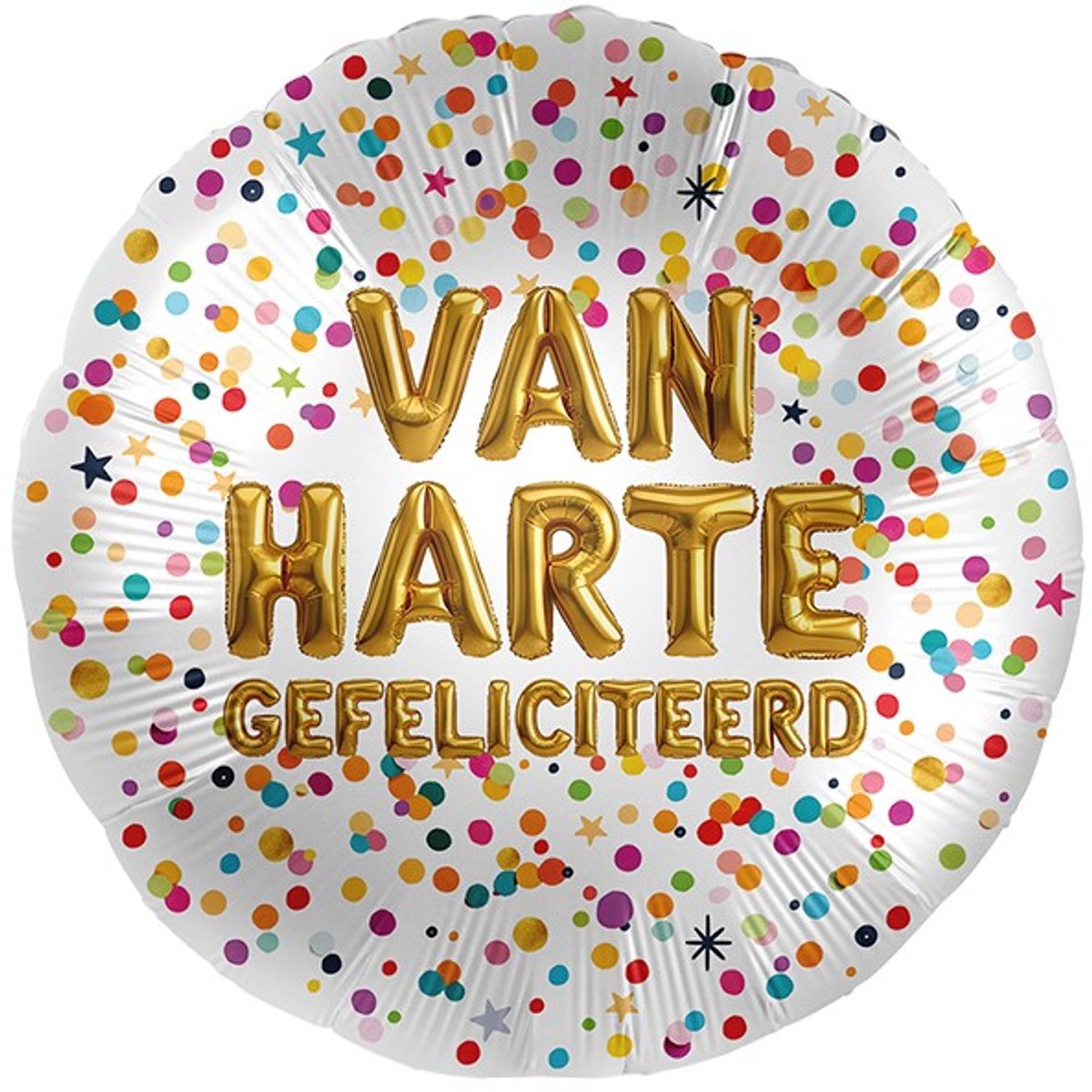 Folieballon Confetti - Van Harte Gefeliciteerd - 45 cm - Helium- en Luchtvulling