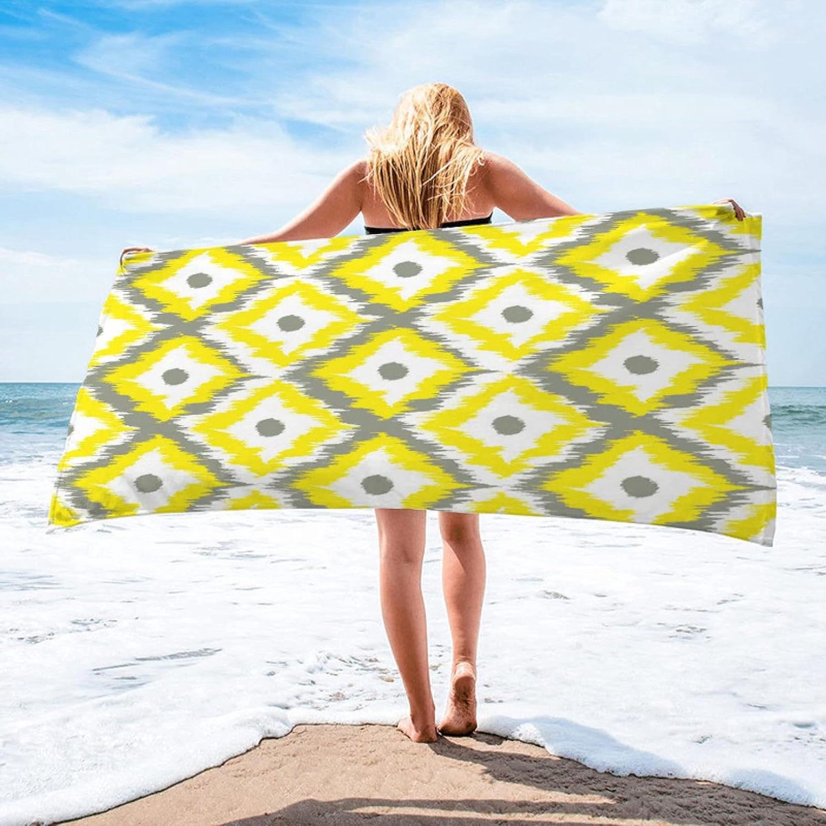 Strandhanddoek - Grote deken - Zon op het strand - Sneldrogend en zandvrij - 200x200 cm - 