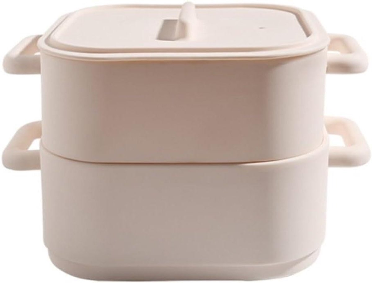 Magnetron Stoomcontainers Voedselopslag Gezond Koken Hittebestendig Handvat 2 Stuks Beige
